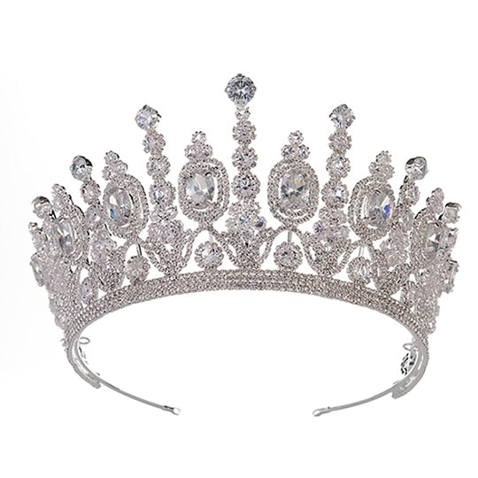 Load image into Gallery viewer, Elliptical Zircon Wedding Bridal Crown - TulleLux Bridal Crowns &amp;amp;  Accessories 

