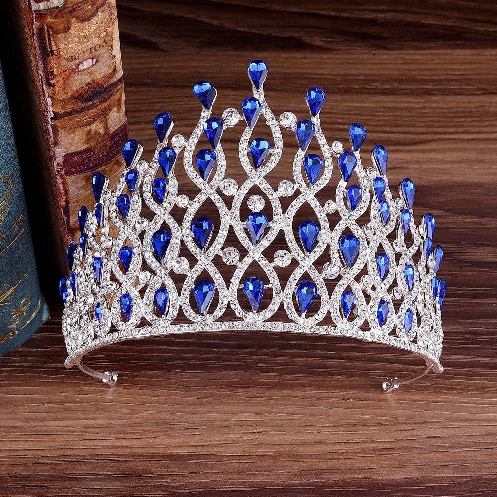 Luxury Multilayer Crystal Drops Royal Queen Tiara Headband Crown - TulleLux Bridal Crowns &  Accessories 