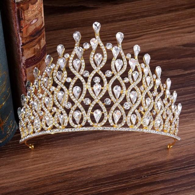 Luxury Multilayer Crystal Drops Royal Queen Tiara Headband Crown - TulleLux Bridal Crowns &  Accessories 