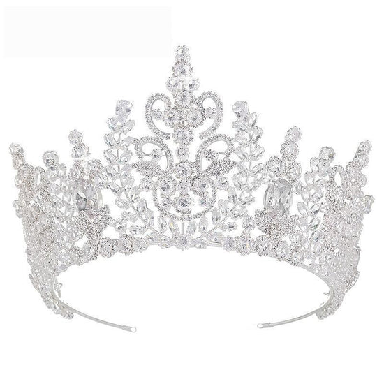 Romantic Detailed Cubic Zirconia Tiara in Silver or Gold - TulleLux Bridal Crowns &  Accessories 