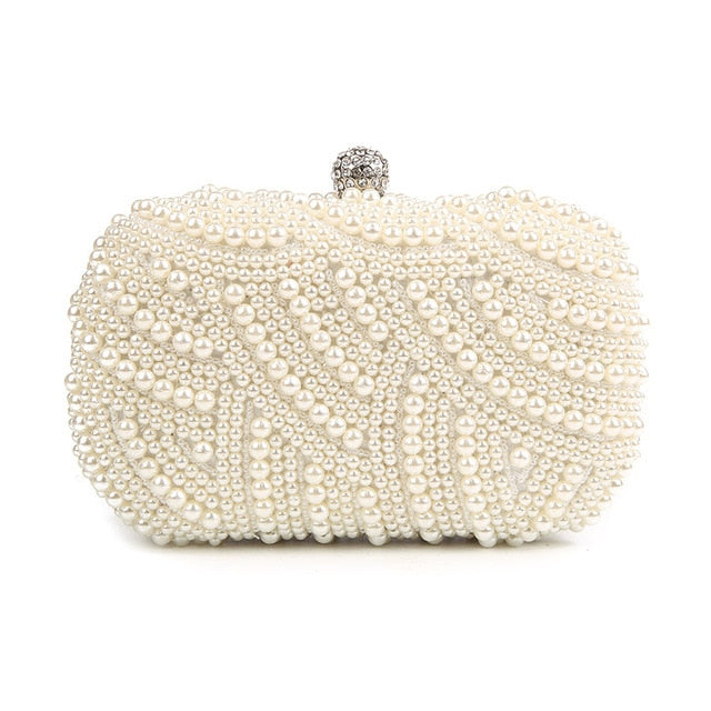 
                      
                        Hand Made Luxury Pearl Clutch Bag Diamond Chain for Party Wedding - TulleLux Bridal Crowns &  Accessories 
                      
                    