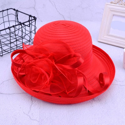 Wide Brim UV Protection Beach Kentucky Derby Church Hat - TulleLux Bridal Crowns &  Accessories 