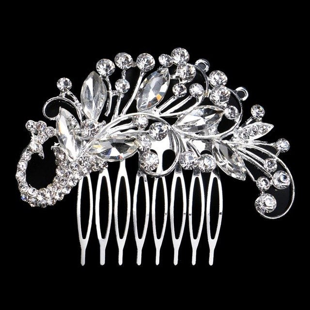 
                      
                        Crystal Bridal Hair Accessory Peacock Shape Hair Comb Wedding Hair Jewelry - TulleLux Bridal Crowns &  Accessories 
                      
                    