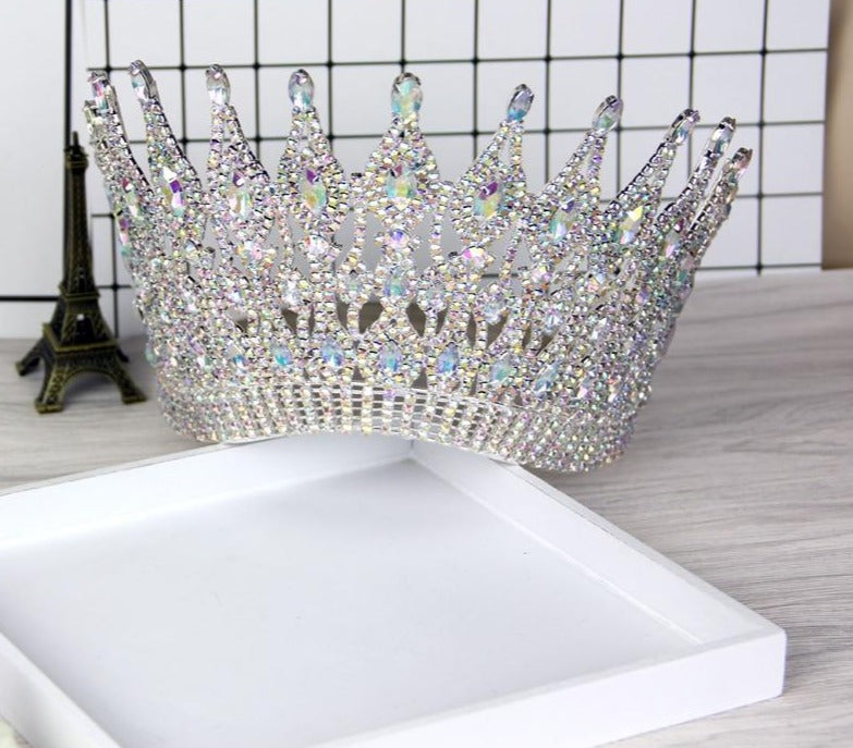 Luxury Big European Large Round Crystal Pageant Wedding Crown - TulleLux Bridal Crowns &  Accessories 