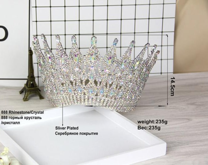 Luxury Big European Large Round Crystal Pageant Wedding Crown - TulleLux Bridal Crowns &  Accessories 
