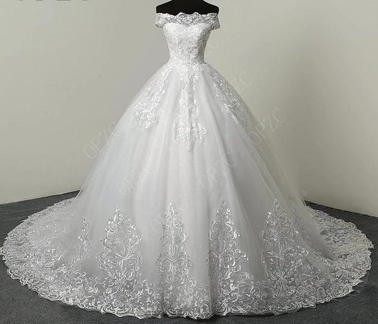 Luxury Lace Embroidery Elegant Wedding Dress Plus Sizes Vestido De Noiva Bride - TulleLux Bridal Crowns &  Accessories 