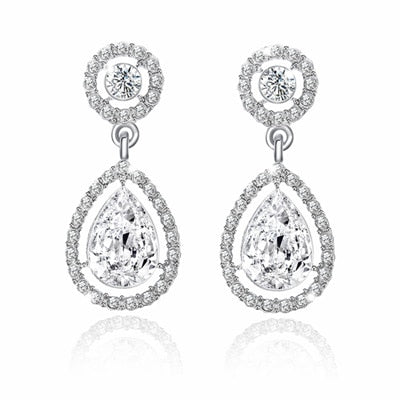 Fashion  AAA Cubic Zirconia Element Drop Earrings Bridal Wedding Earring - TulleLux Bridal Crowns &  Accessories 