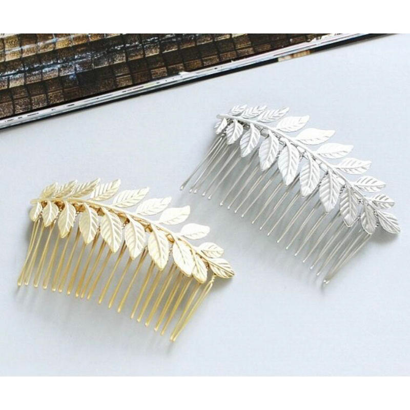 Hair Accessories Wedding Bridal Leaf Hair Comb Silver Gold Leaves - TulleLux Bridal Crowns &  Accessories 