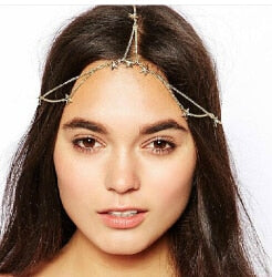 India Bohemian Gold Metal Leaves Tassel Rhinestone Head Chain Hair Jewelry Wedding Hair Accessories Headpiece - TulleLux Bridal Crowns &  Accessories 