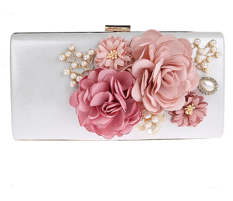 9 Color Styles Handmade Fabric Flowers Evening Bag Luxury Wedding Bride Clutch Bag Pearl  Handbag Mini Purse - TulleLux Bridal Crowns &  Accessories 