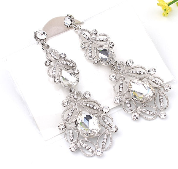 
                      
                        Long Crystal Drop Earrings Vintage  Colors Flower Earrings  Wedding - TulleLux Bridal Crowns &  Accessories 
                      
                    