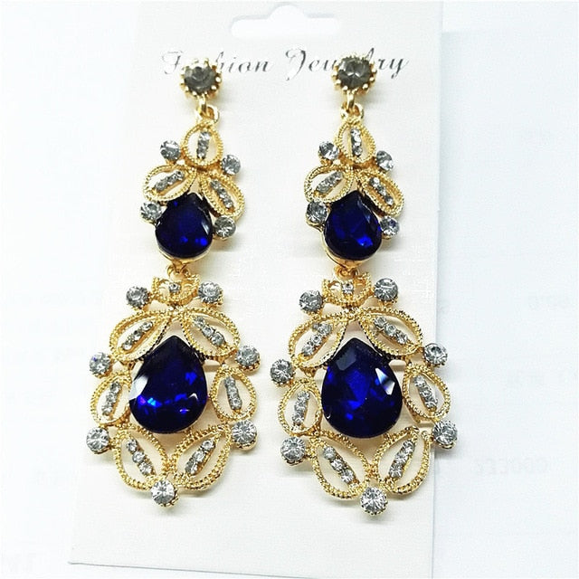 
                      
                        Long Crystal Drop Earrings Vintage  Colors Flower Earrings  Wedding - TulleLux Bridal Crowns &  Accessories 
                      
                    