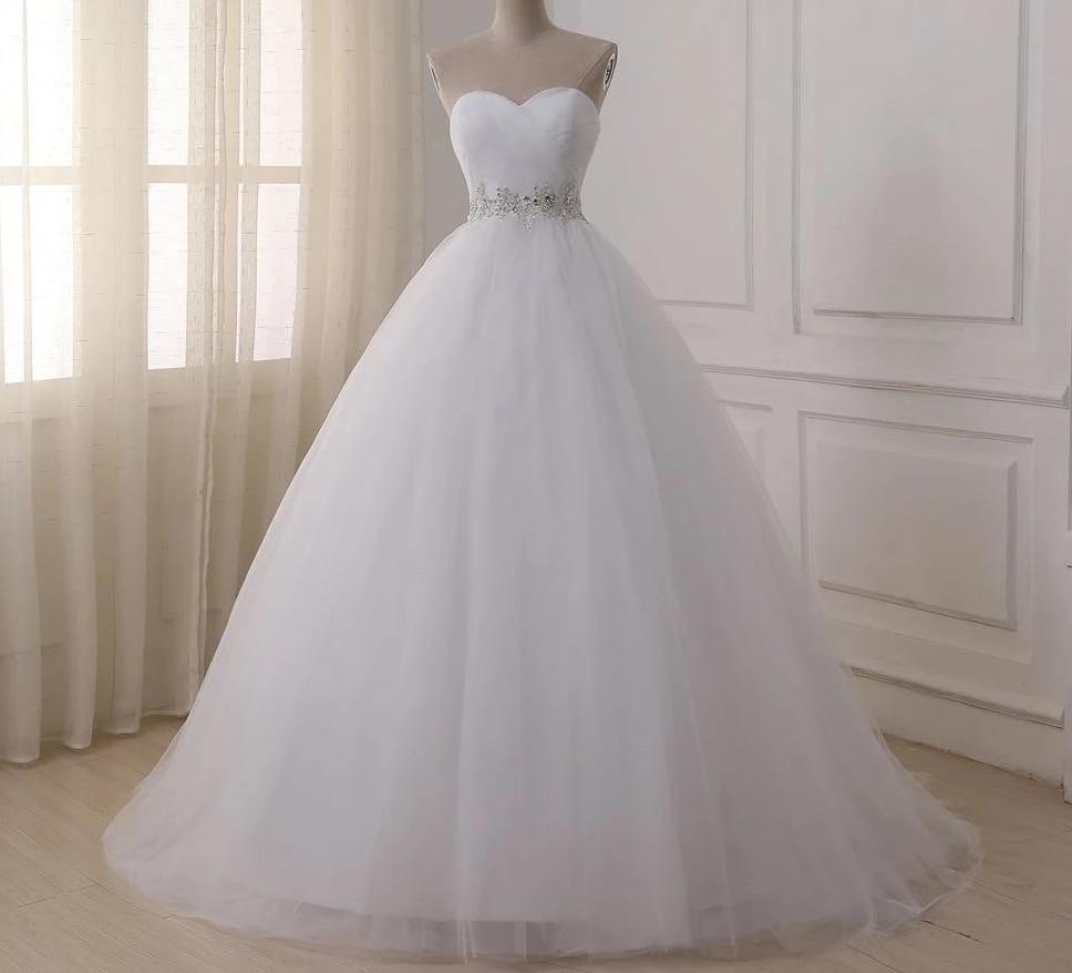 Corset Sweetheart Wedding Dress with Decorative Sash - TulleLux Bridal Crowns &  Accessories 