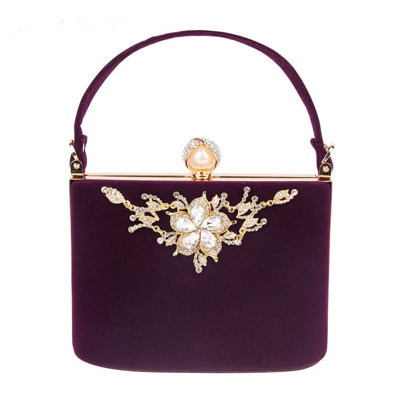 
                      
                        Crystal Flowers Velvet Clutch Bag  Shoulder Handbag  Flower Wedding Party Bride Clutch Bag - TulleLux Bridal Crowns &  Accessories 
                      
                    