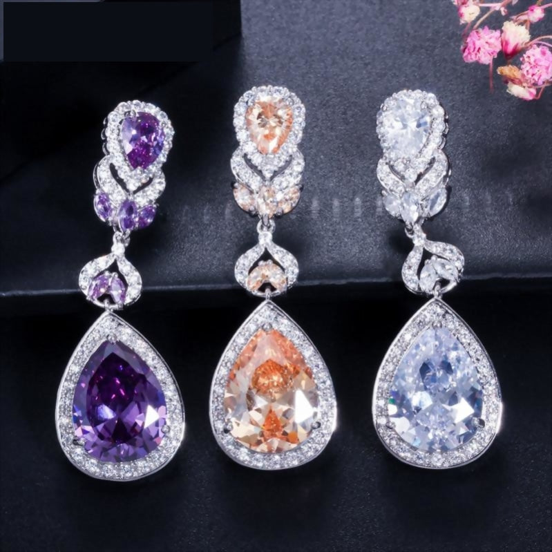 
                      
                        Cubic Zirconia Crystal Long Drop Dangle Pageant Earrings - TulleLux Bridal Crowns &  Accessories 
                      
                    