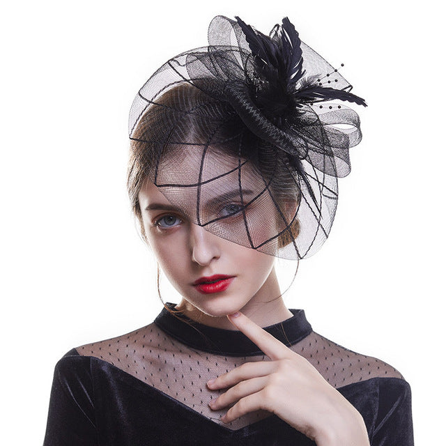 Load image into Gallery viewer, Fascinator Hat Flower Mesh Ribbons Feathers Fedoras Cocktail Tea Party Hat - TulleLux Bridal Crowns &amp;amp;  Accessories 
