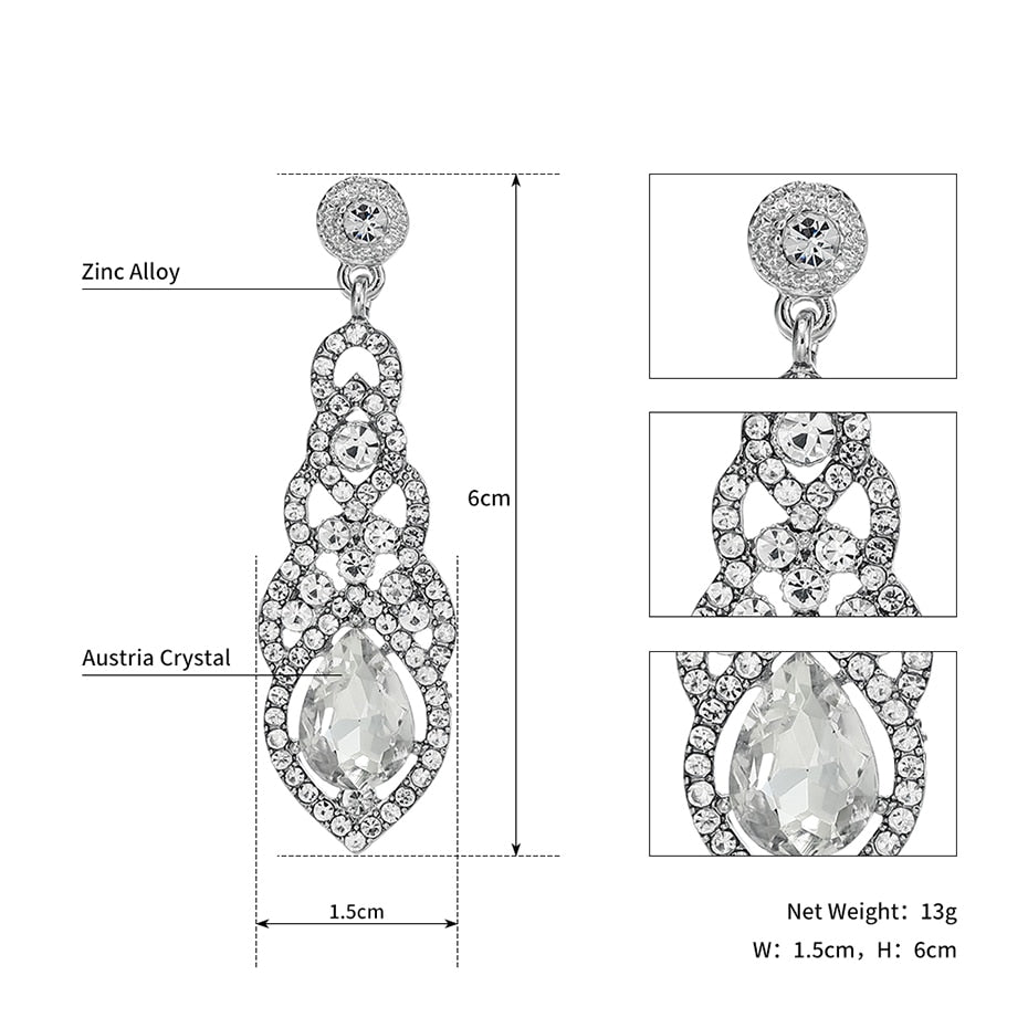 
                      
                        Fashion Long Dangle Earrings Baroque Water Drop Crystal Clear Earrings - TulleLux Bridal Crowns &  Accessories 
                      
                    