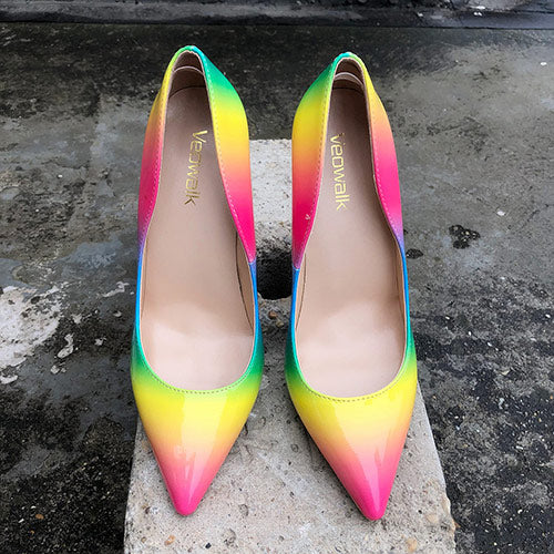 Rainbow Patent Leather Sexy Stiletto High Heel Party Shoes - TulleLux Bridal Crowns &  Accessories 