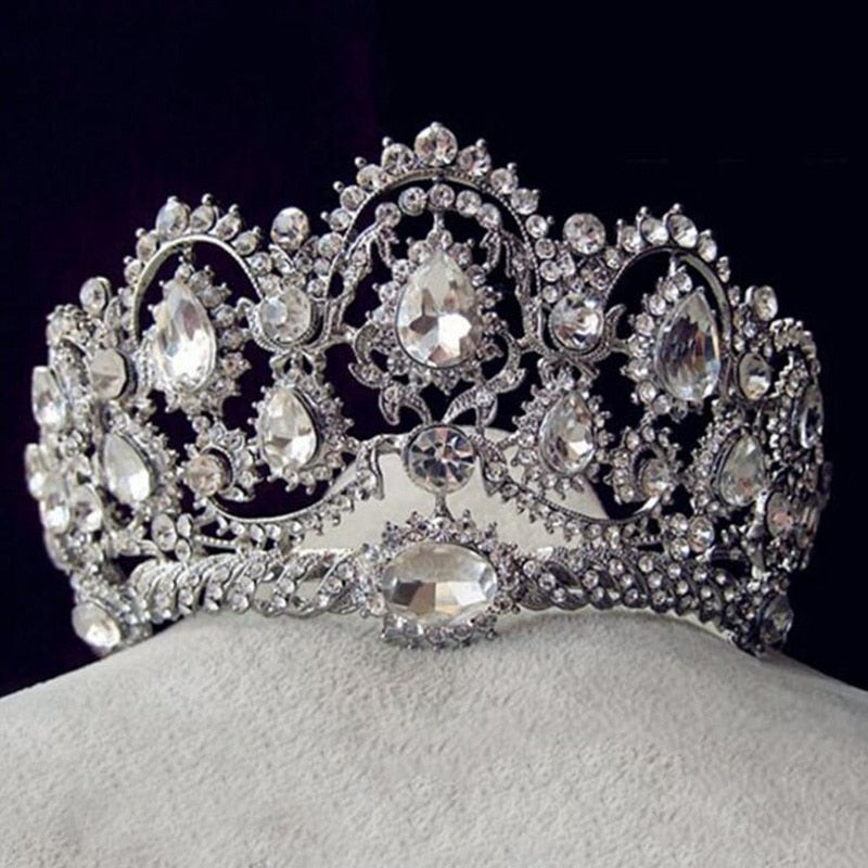 Load image into Gallery viewer, European Vintage Tiaras Silver Bridal Jewelry Quinceanera Rhinestone Crystal Crowns Pageant Wedding Hair Accessories For Brides - TulleLux Bridal Crowns &amp;amp;  Accessories 
