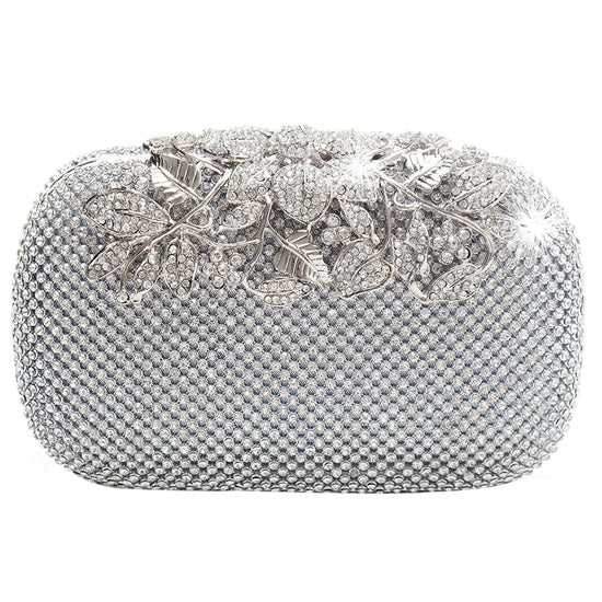 Unique Clasp Silver Diamante Crystal Diamond Evening bag Clutch Purse - TulleLux Bridal Crowns &  Accessories 