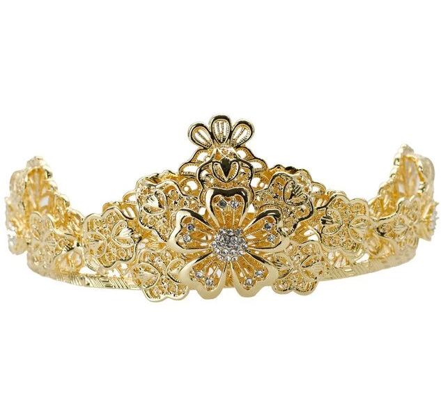 Gold Flower Small Tiaras For Bridal Wedding Crown Headband - TulleLux Bridal Crowns &  Accessories 