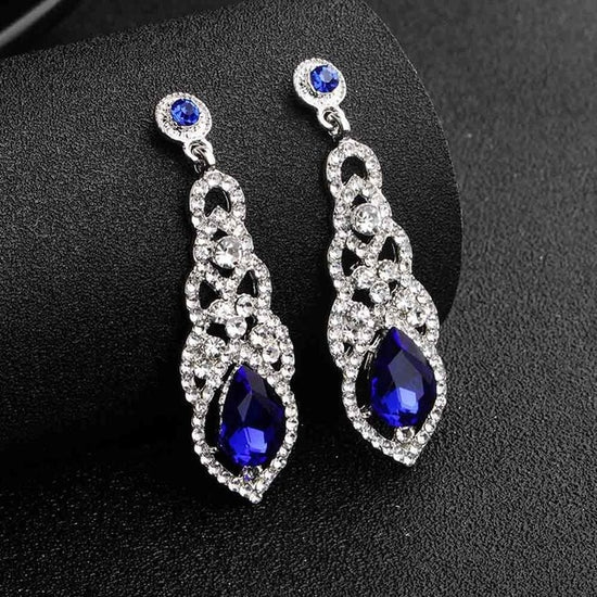Fashion Long Dangle Earrings Baroque Water Drop Crystal Clear Earrings - TulleLux Bridal Crowns &  Accessories 
