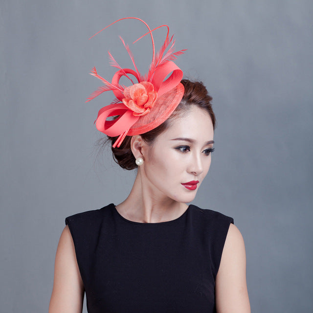 Fashion Flower Feather Hats Elegant Fascinators - TulleLux Bridal Crowns &  Accessories 