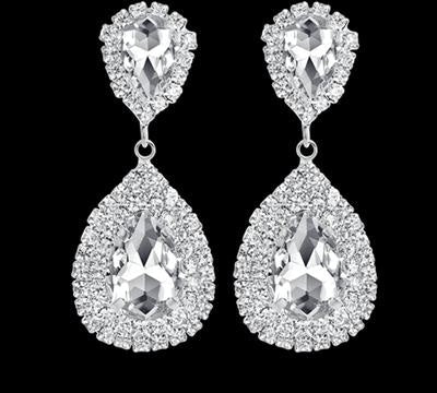 Wedding Crystal Teardrop Dangle and  Drop Earrings Bridal Jewelry Attire - TulleLux Bridal Crowns &  Accessories 