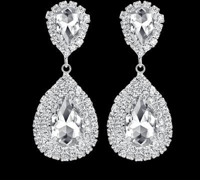 Load image into Gallery viewer, Wedding Crystal Teardrop Dangle and  Drop Earrings Bridal Jewelry Attire - TulleLux Bridal Crowns &amp;amp;  Accessories 
