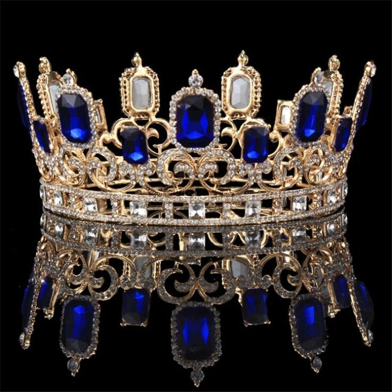 Vintage Baroque Large Blue Crystal Queen Full Crown - TulleLux Bridal Crowns &  Accessories 