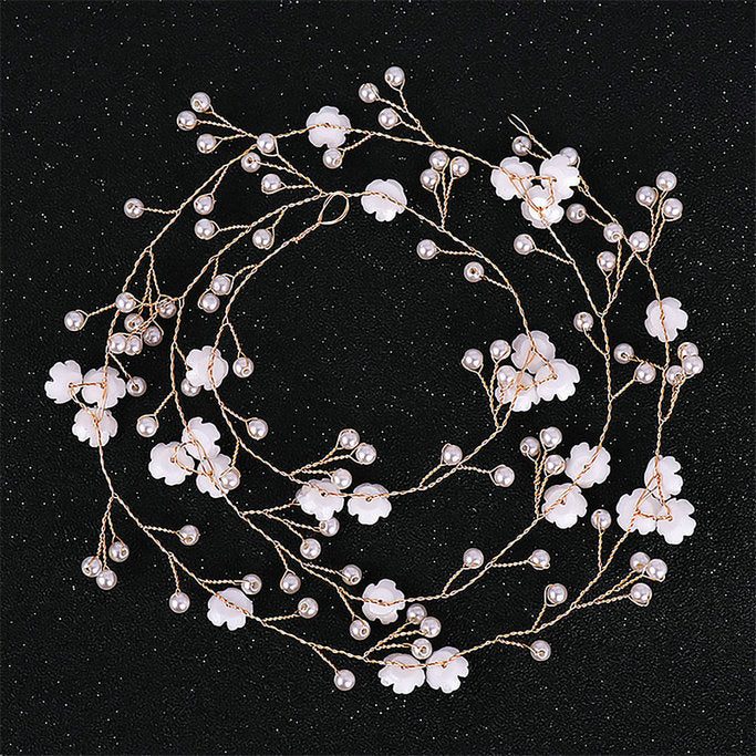 Delicate Elegant Hair Bridal Wedding Simulation Pearl  Flower Hair Vine - TulleLux Bridal Crowns &  Accessories 