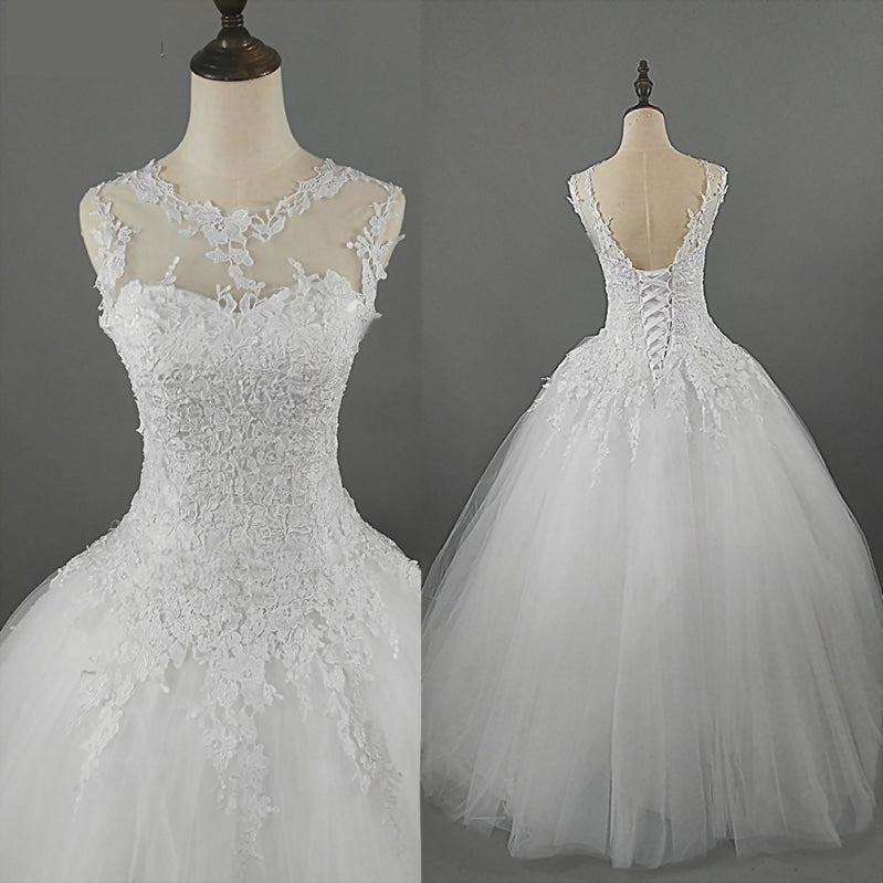 White Ivory Lace Bridal Gown Dress Plus Sizes - TulleLux Bridal Crowns &  Accessories 