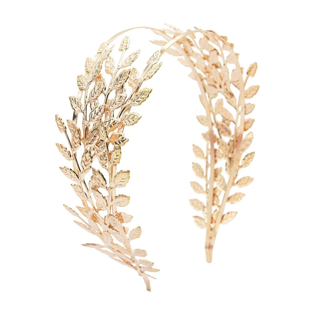 Double Gold Leaves Hairbands Wedding Headpiece Bridal Hair Accessories Wedding - TulleLux Bridal Crowns &  Accessories 