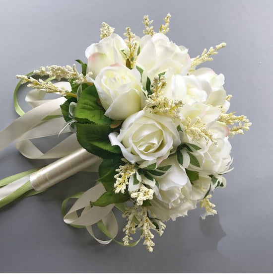 Load image into Gallery viewer, Wedding Bouquet for Brides Rose Flowers with Ribbon - TulleLux Bridal Crowns &amp;amp;  Accessories 
