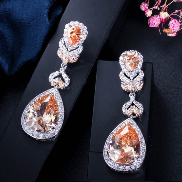 
                      
                        Cubic Zirconia Crystal Long Drop Dangle Pageant Earrings - TulleLux Bridal Crowns &  Accessories 
                      
                    