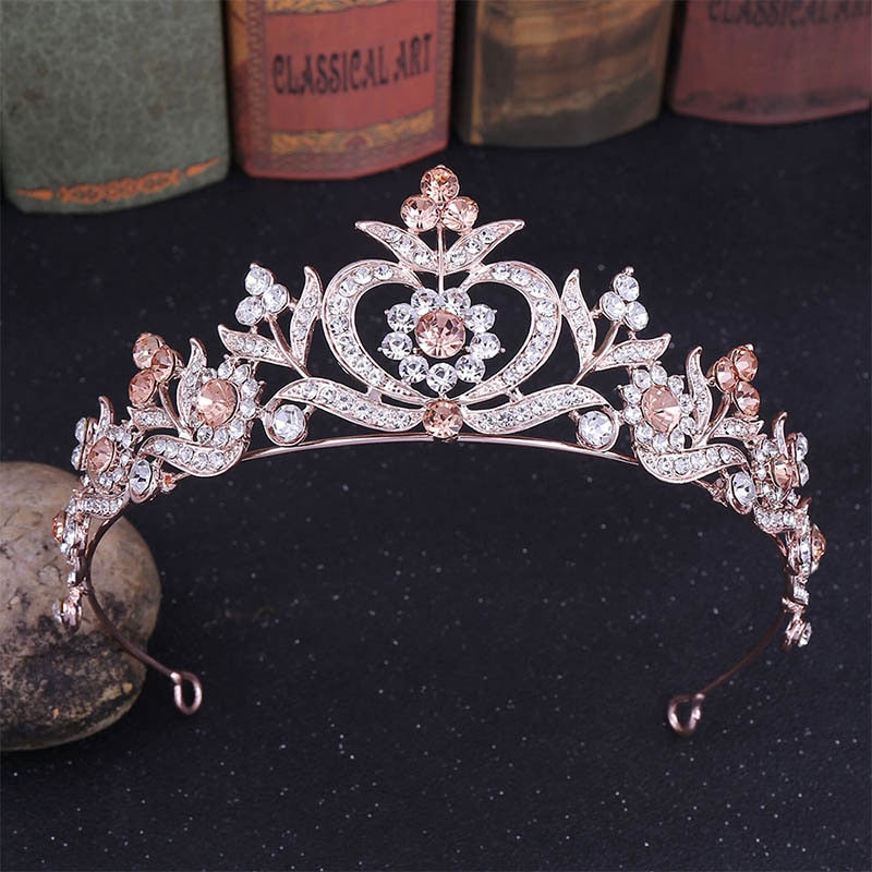 Baroque Tiaras Crown Wedding Crystal Flower Headdress Bridal Hair Jewelry - TulleLux Bridal Crowns &  Accessories 