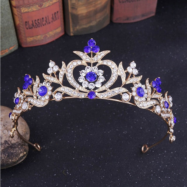 Baroque Tiaras Crown Wedding Crystal Flower Headdress Bridal Hair Jewelry - TulleLux Bridal Crowns &  Accessories 