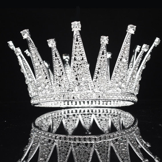 
                      
                        Vintage Crystal Queen Tiara Crown Pageant Wedding Hair Accessory - TulleLux Bridal Crowns &  Accessories 
                      
                    