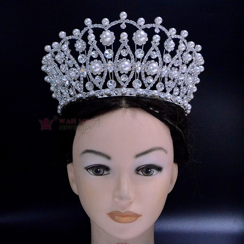Pearl Crystal Pageant 4 Inches Adjustable Tiara Crown