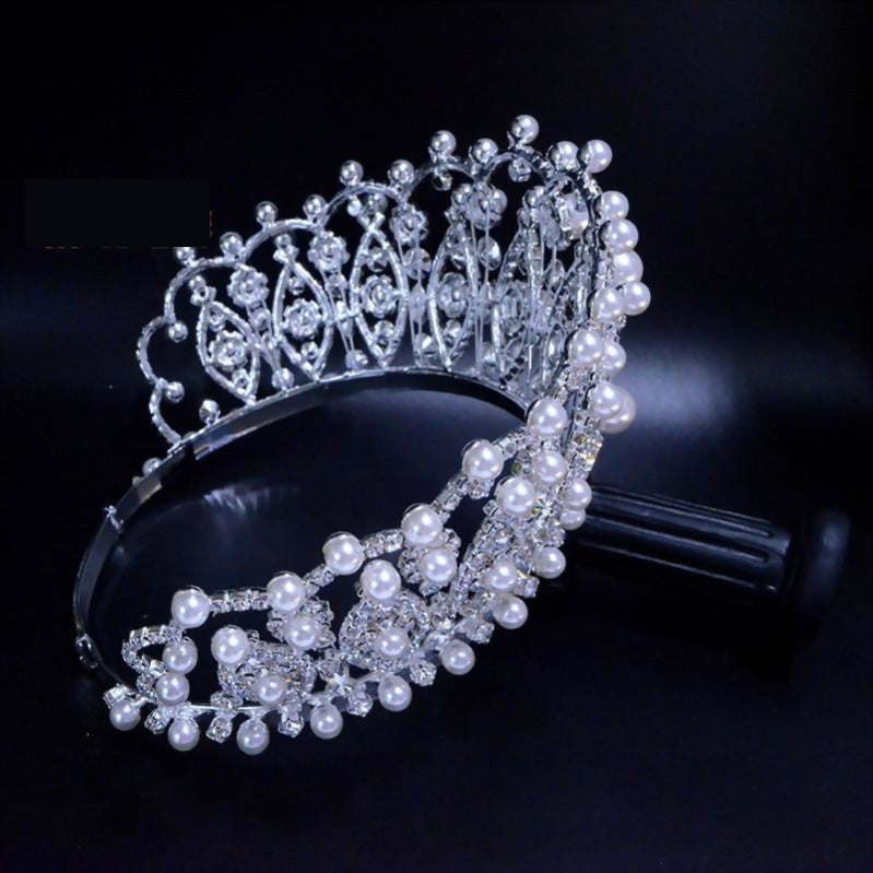 Pearl Crystal Pageant 4 Inches Adjustable Tiara Crown