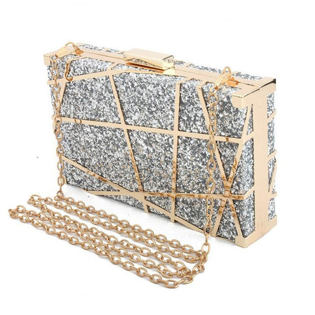 
                      
                        Fashion Sequined Clutch  Evening Bag Metal Chain Handbag Wedding Banquet Purse and Handbag - TulleLux Bridal Crowns &  Accessories 
                      
                    