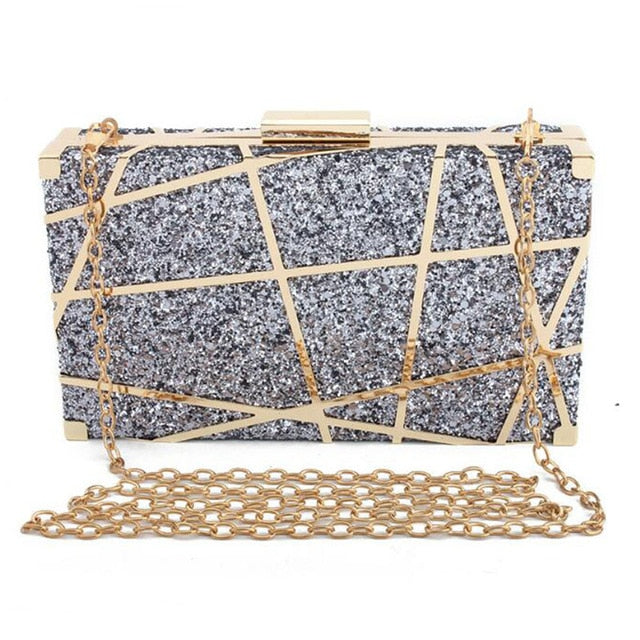 
                      
                        Fashion Sequined Clutch  Evening Bag Metal Chain Handbag Wedding Banquet Purse and Handbag - TulleLux Bridal Crowns &  Accessories 
                      
                    
