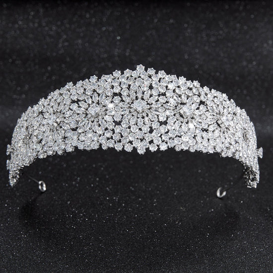 Crystal Cubic Zirconia Bridal  Headband Hairband Tiara - TulleLux Bridal Crowns &  Accessories 