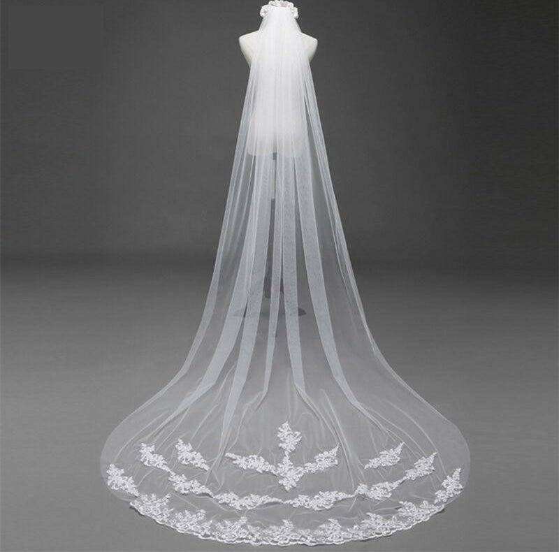 TulleLux Bridal Crowns & Accessories Cathedral Wedding Veil with Comb Lace Mantilla Bridal Wedding Accessory