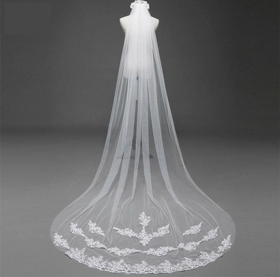 Lace Mantilla Cathedral  Bridal Veil with Comb - TulleLux Bridal Crowns &  Accessories 