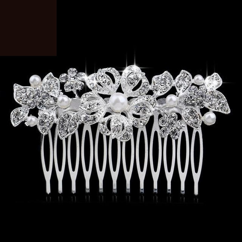 European Designs Simulated Pearl Crystal Flower Bridal Hair Combs Wedding Hair Jewelry - TulleLux Bridal Crowns &  Accessories 