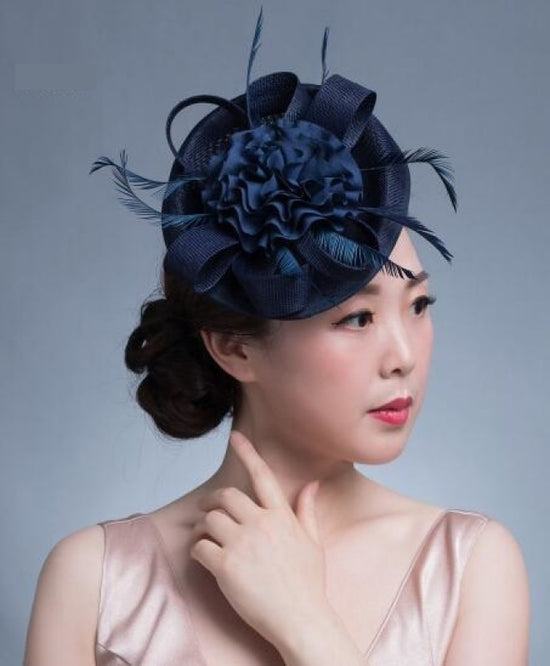 Luxury Women Fascinator Headdress Flower Feather Bride Headwear - TulleLux Bridal Crowns &  Accessories 