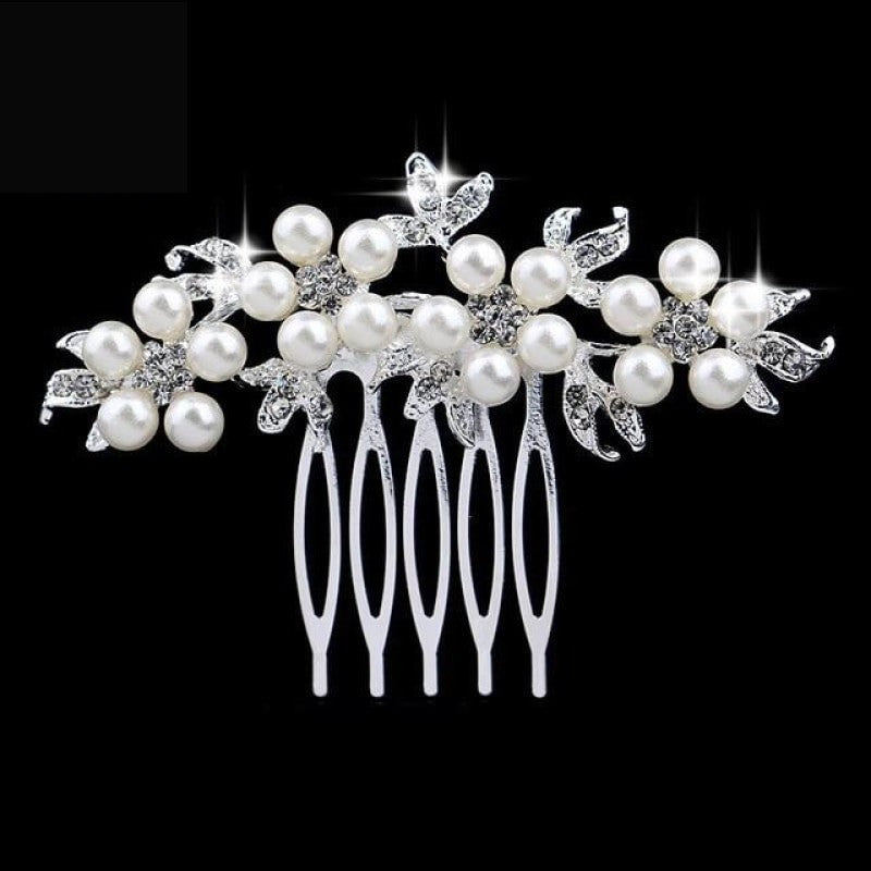 
                      
                        Pearl Crystal Wedding Hair Floral Bridal Hair Combs Accessories - TulleLux Bridal Crowns &  Accessories 
                      
                    