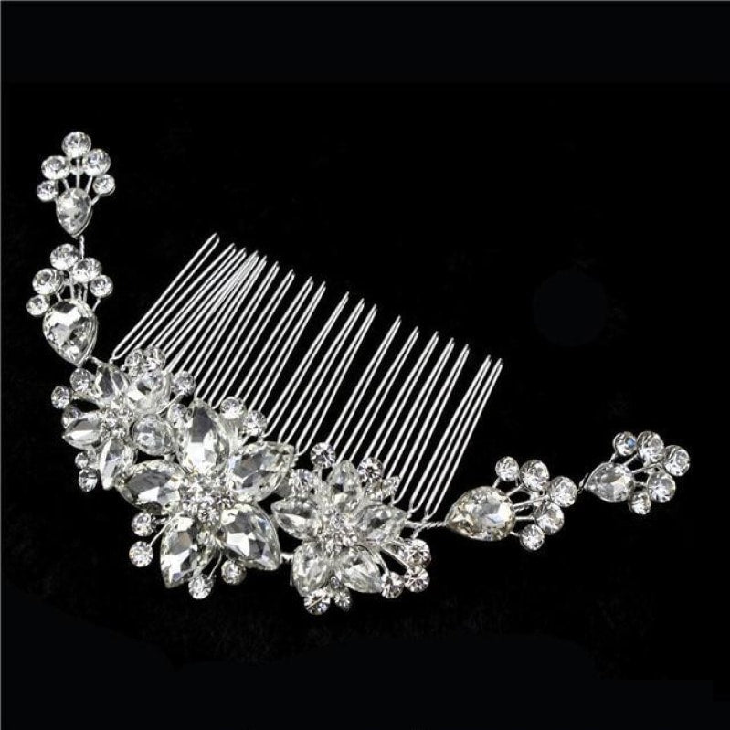 Art Deco Hair Comb, Clear Pave Rhinestone Silver Bridal Headpiece Hair Accessory - TulleLux Bridal Crowns &  Accessories 