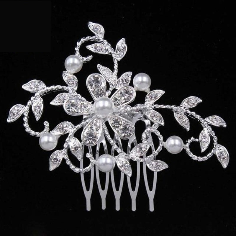 
                      
                        Pearl Crystal Wedding Hair Floral Bridal Hair Combs Accessories - TulleLux Bridal Crowns &  Accessories 
                      
                    